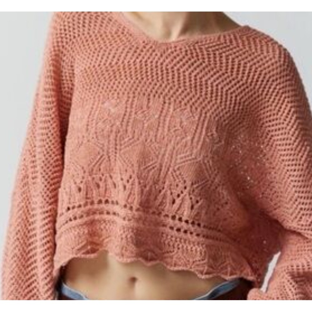 Urban Outfitters Open Knit Crochet Oversized Sweater M Boho Cottage Feminine